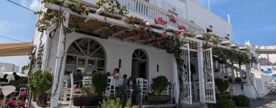 traditional coffeehouse kafeneio in Santorini